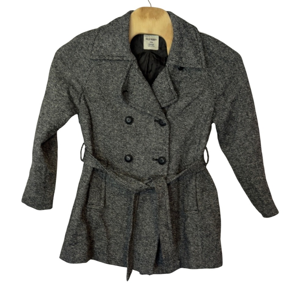 Old Navy Wool Blend Double Breasted Belted Pea Coat Size L Y2K Preppy Classic